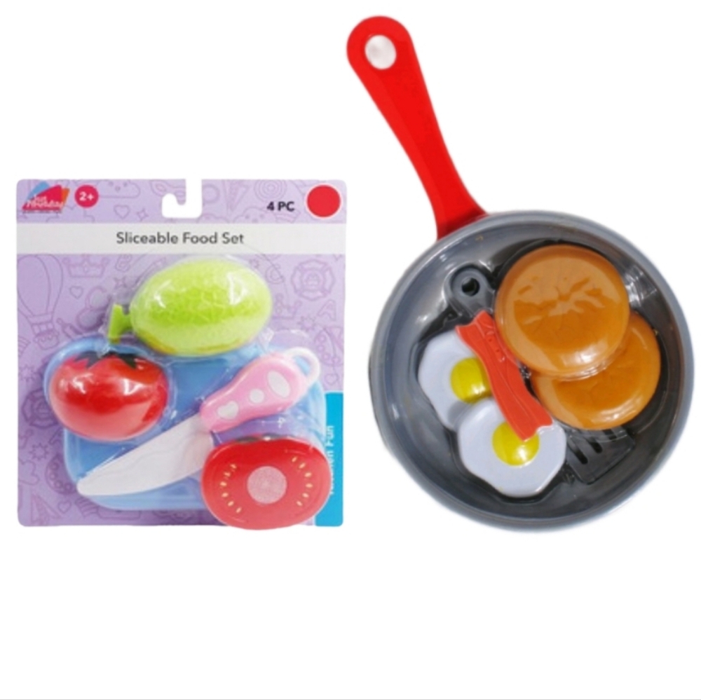 Kids Sliceable Food Set and‎ Frying Pan Play Set Simulation Children's Play Toys